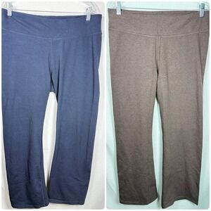 Pact On The Go To Cropped Bootcut Leggings XL Lot of 2 Brown Blue Organic